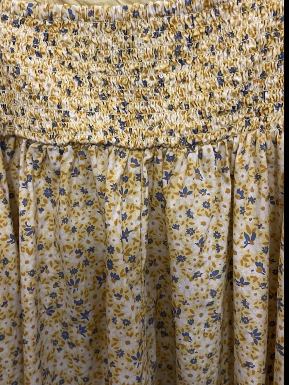 Gap Yellow Blue Ditsy Floral Print Spaghetti Strap Mini Dress Girl / Teen sz L